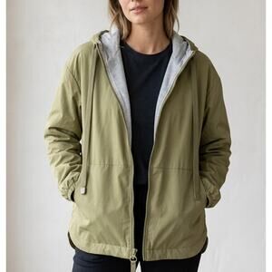 LIE Life Integrity Earth Marlow Warm Green Jersey Lined Hooded Jacket, size XL